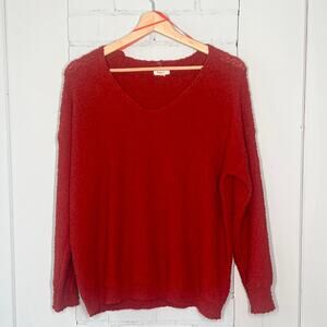 Altar'd State debut Pointelle Knit Pullover V Neck Sweater Small Medium Orange